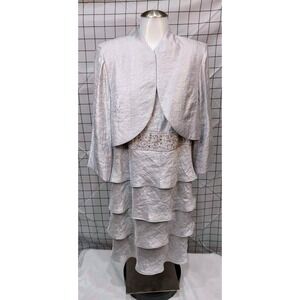 R&M Richards Silver Dress & Jacket 2 PC.‎ Set ~ Size 14w ~ Back Zipper Closure